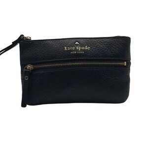 Kate Spade Black Pebbled Leather Cobble Hill Bee Wristlet